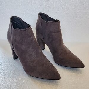 Marc Fisher Kalita Grey Suede Pointed Toe Ankle Booties